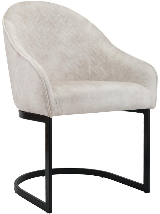 Cadeira da sala de jantar Jarik veludo vintage, creme