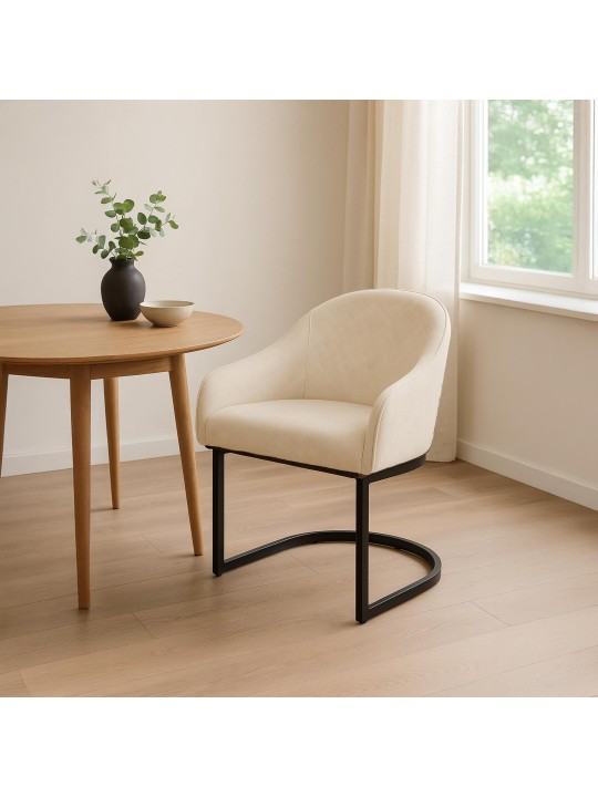 Cadeira da sala de jantar Jarik veludo vintage, creme