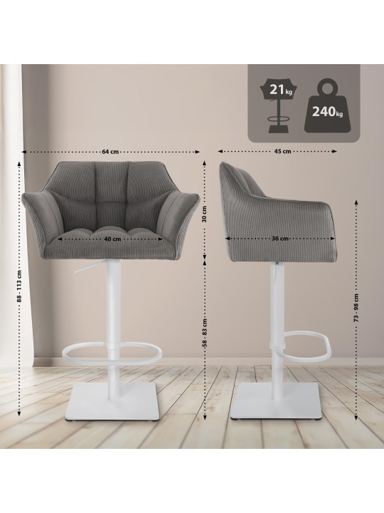 Banqueta alta Damaso W Cord, taupe