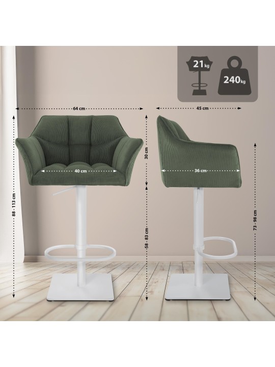 Banqueta alta Damaso W Cord, verde