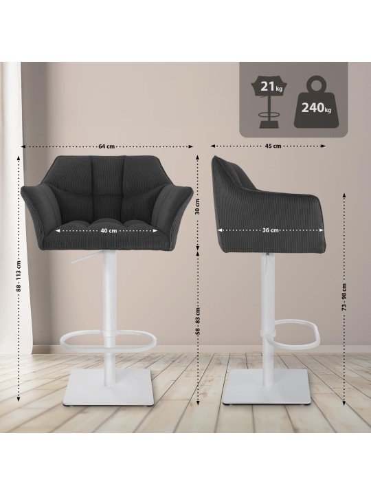 Banqueta alta Damaso W Cord, cinza escuro