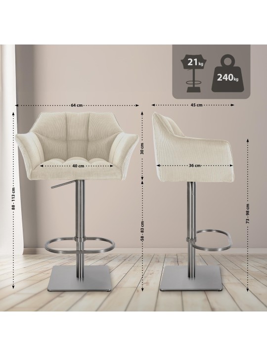 Banqueta alta Damaso E Cord, creme