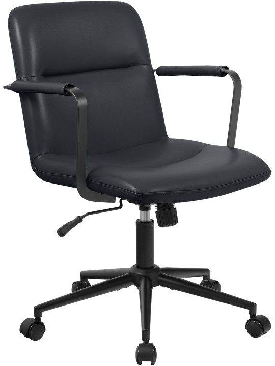 Cadeira de escritório Hilda couro verdadeiro, preto