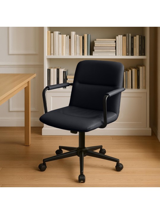Cadeira de escritório Hilda couro verdadeiro, preto