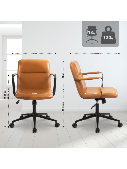 Cadeira de escritório Hilda couro verdadeiro, castanho