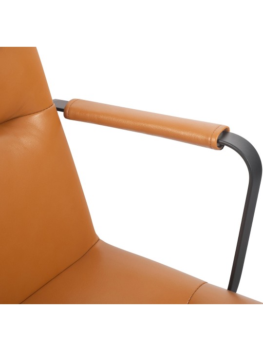 Cadeira de escritório Hilda couro verdadeiro, castanho