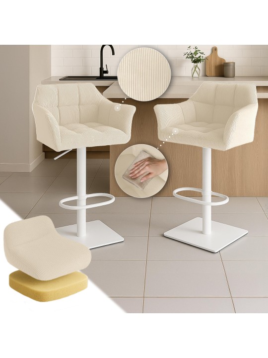 Banqueta alta Damaso W Cord, creme