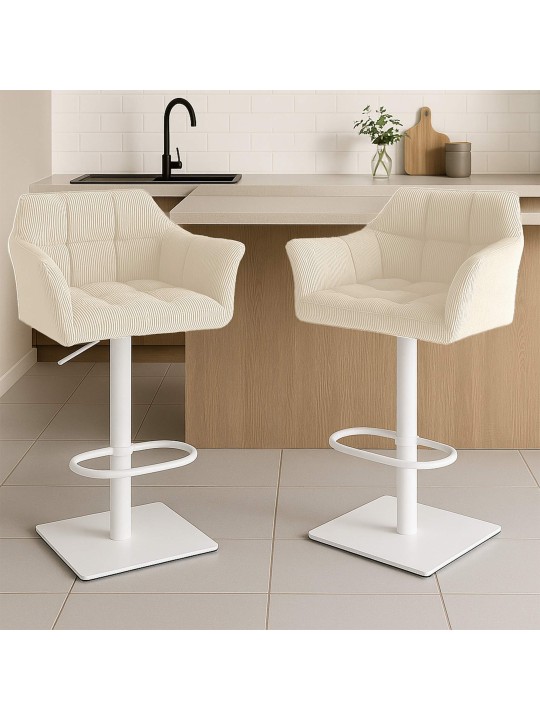 Banqueta alta Damaso W Cord, creme
