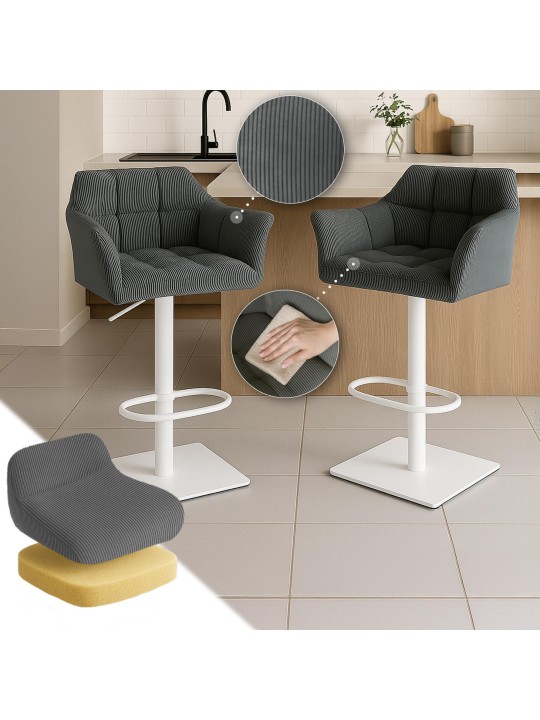 Banqueta alta Damaso W Cord, cinza