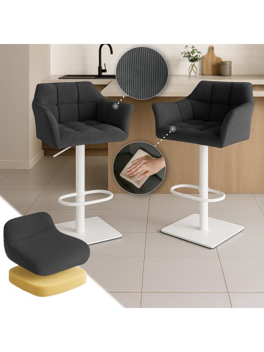 Banqueta alta Damaso W Cord, cinza escuro