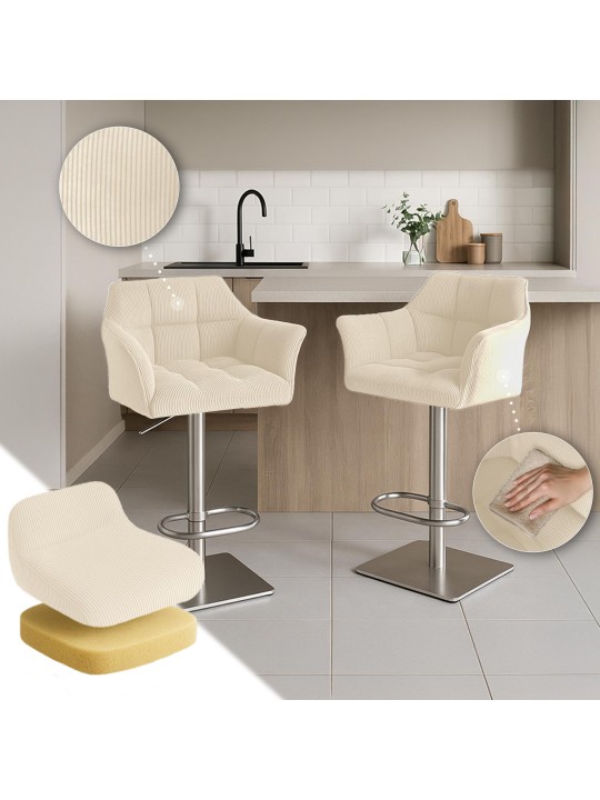 Banqueta alta Damaso E Cord, creme