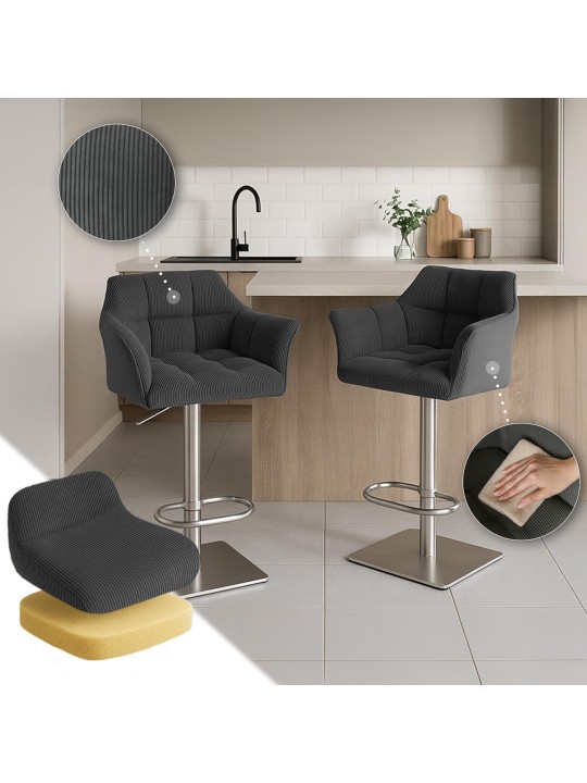 Banqueta alta Damaso E Cord, cinza escuro