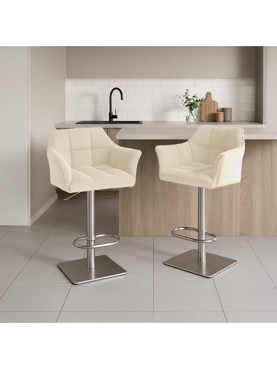 Banqueta alta Damaso B Cord, creme