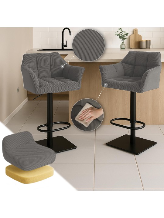 Banqueta alta Damaso B Cord, taupe