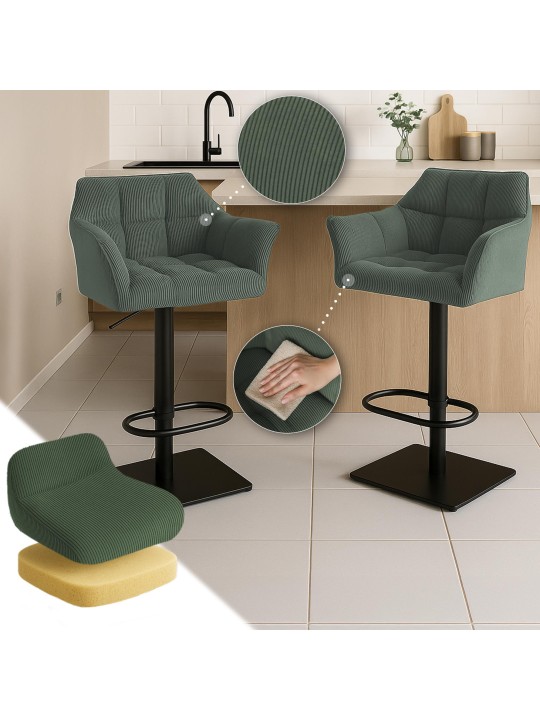Banqueta alta Damaso B Cord, verde