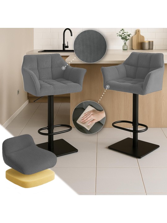 Banqueta alta Damaso B Cord, cinza