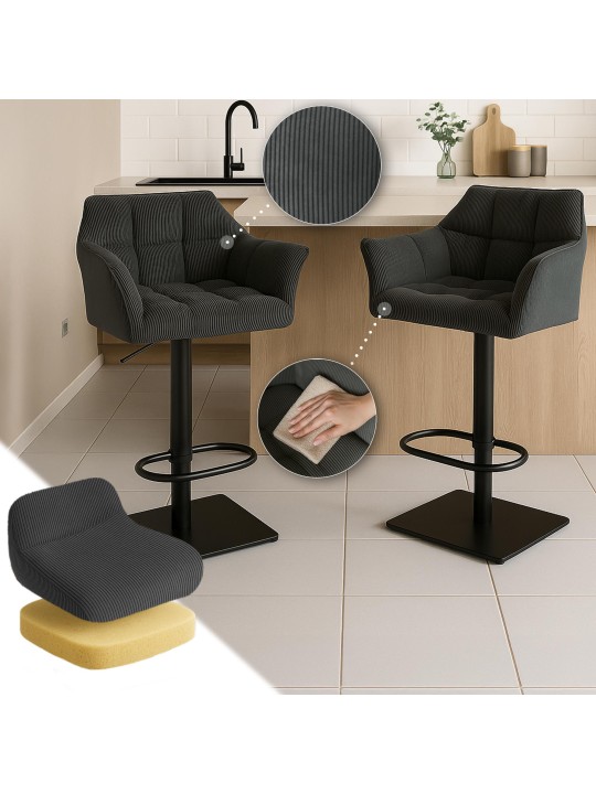 Banqueta alta Damaso B Cord, cinza escuro Banqueta alta Damaso B Cord, cinza escuro