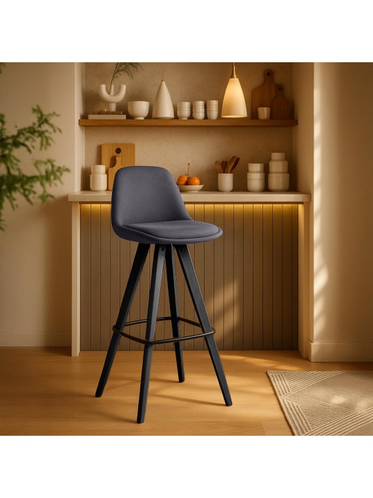 Conjunto de 2 bancos de bar em tecido Corbin quadrado, cinza escuro Conjunto de 2 bancos de bar em tecido Corbin quadrado, cinza escuro