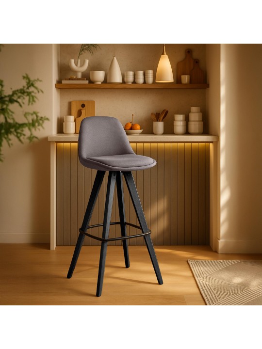 Conjunto de 2 bancos de bar em tecido Corbin quadrado, taupe Conjunto de 2 bancos de bar em tecido Corbin quadrado, taupe