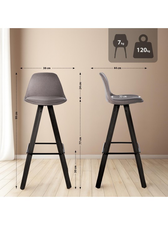 Conjunto de 2 bancos de bar em tecido Corbin quadrado, taupe Conjunto de 2 bancos de bar em tecido Corbin quadrado, taupe