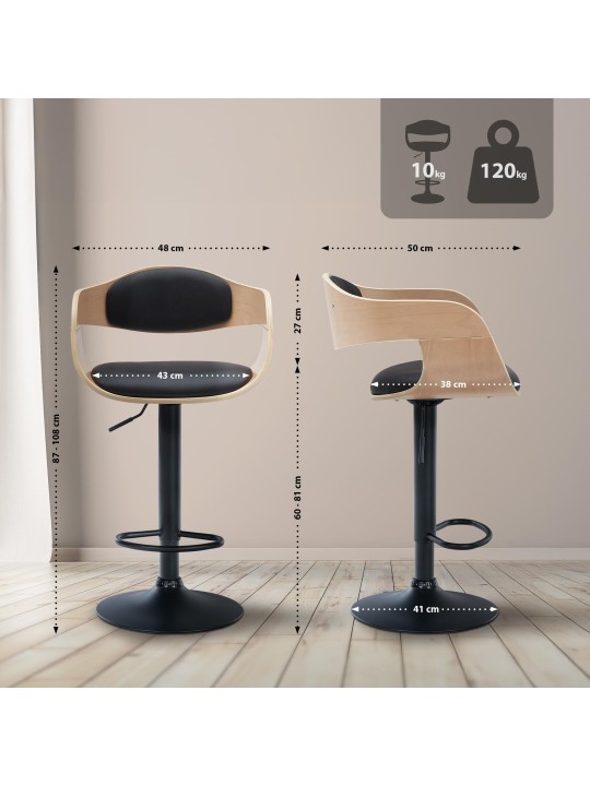 Conjunto de 2 bancos altos Kingston B em pele sintética, natural/preto