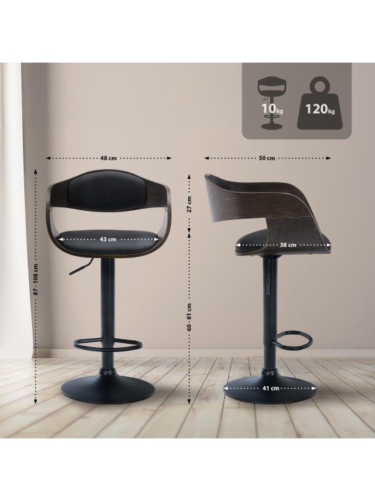 Conjunto de 2 bancos altos Kingston B em pele sintética, preto/cinza Conjunto de 2 bancos altos Kingston B em pele sintética, preto/cinza