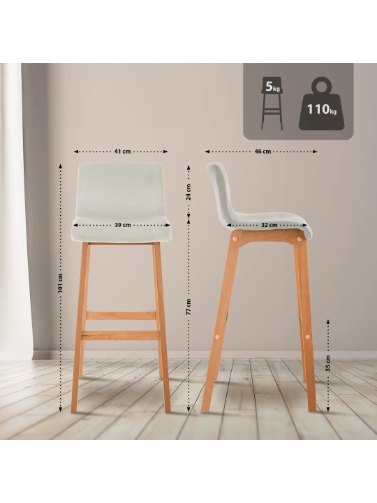 Banqueta alta Hoover Velvet Natura, creme