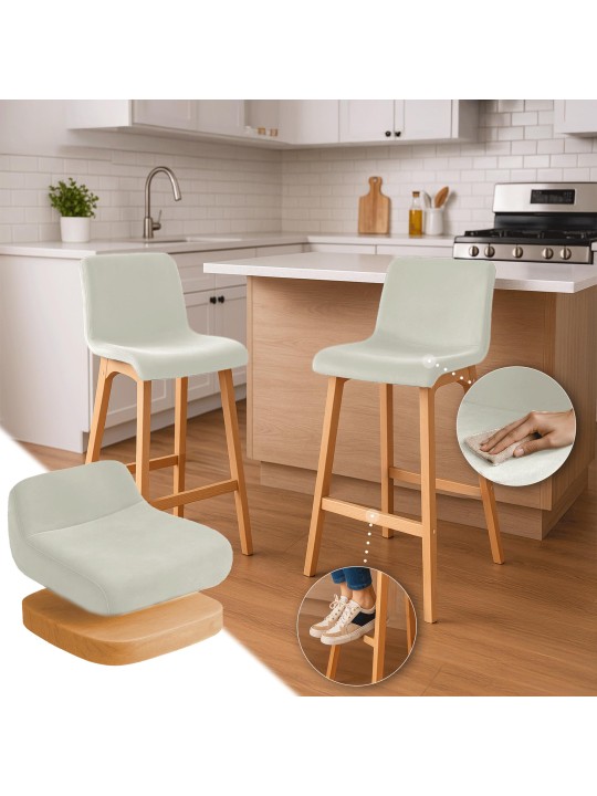 Banqueta alta Hoover Velvet Natura, creme