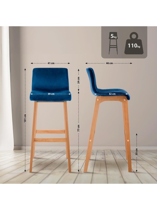 Banqueta alta Hoover Velvet Natura, azul