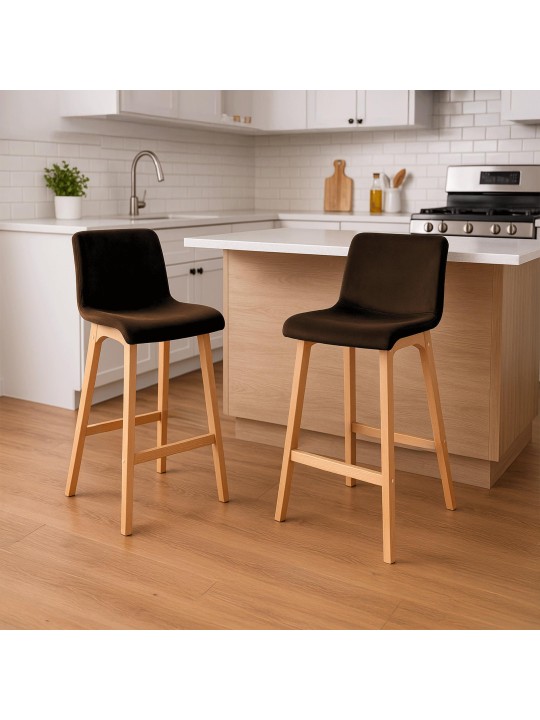 Banqueta alta Hoover Velvet Natura, castanho