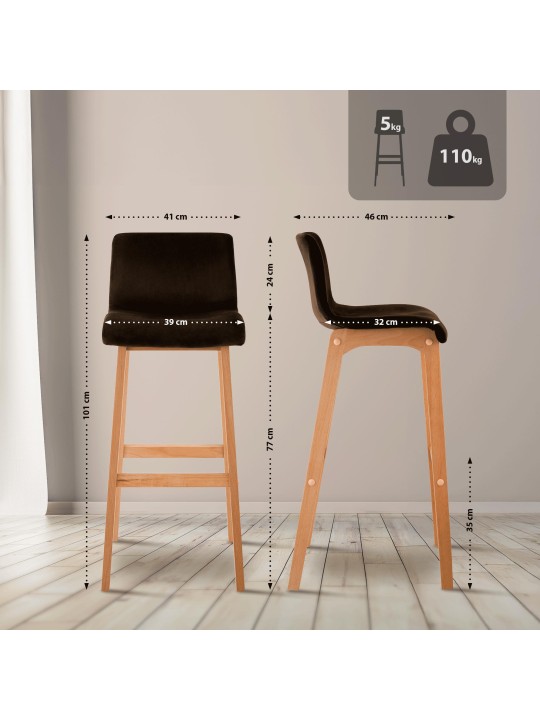 Banqueta alta Hoover Velvet Natura, castanho