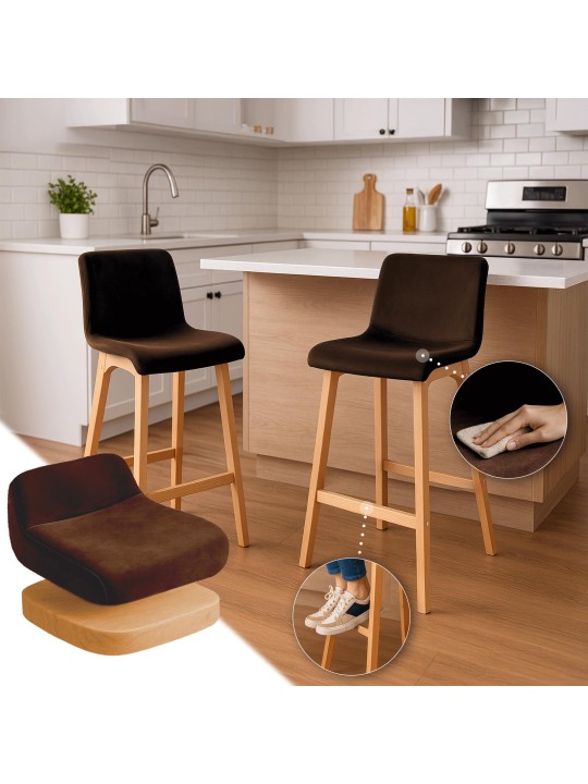 Banqueta alta Hoover Velvet Natura, castanho