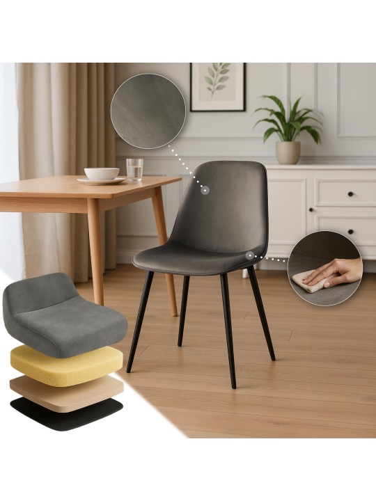 Conjunto de 2 cadeiras de jantar em veludo Maryam, antracite
