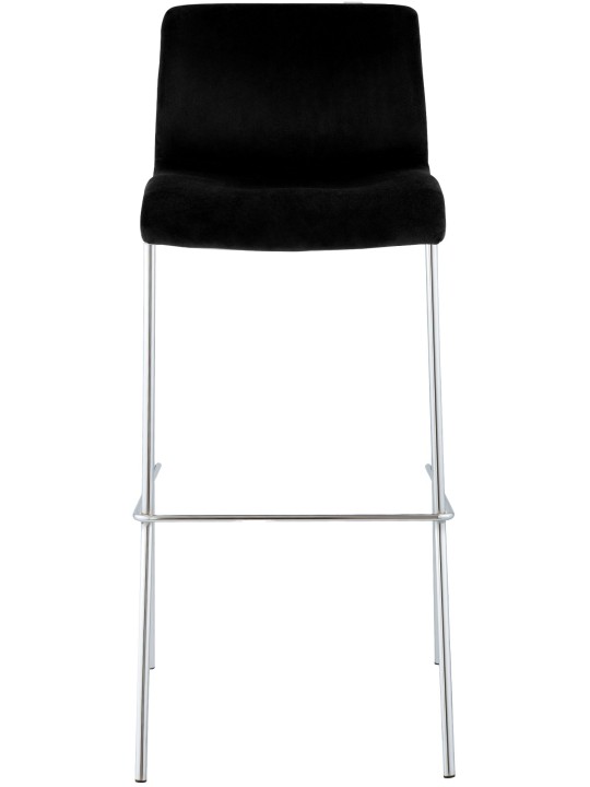 Banqueta alta Hoover veludo 4 pés cromado, preto