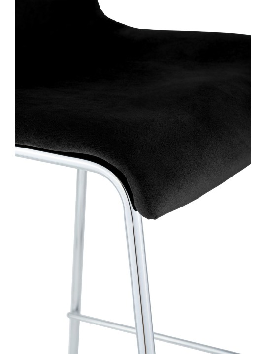Banqueta alta Hoover veludo 4 pés cromado, preto
