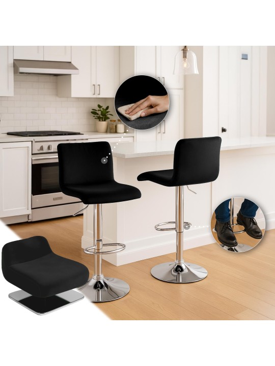 Banqueta alta Hoover veludo C, preto