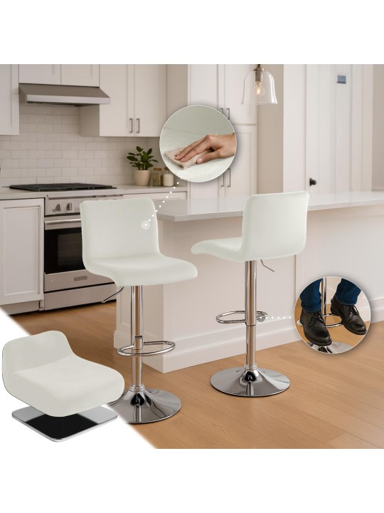 Banqueta alta Hoover veludo C, creme