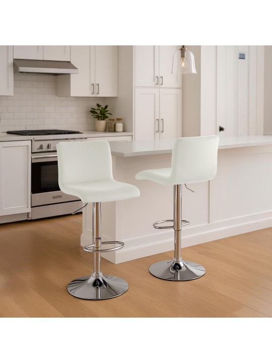 Banqueta alta Hoover veludo C, creme