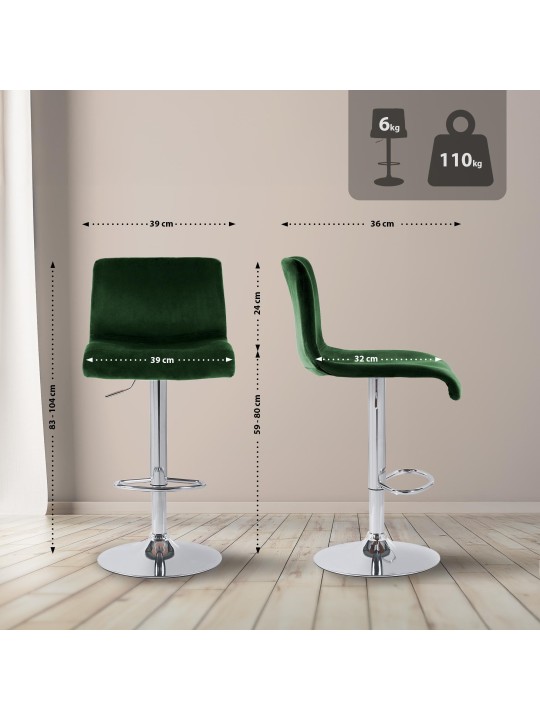 Banqueta alta Hoover veludo C, verde