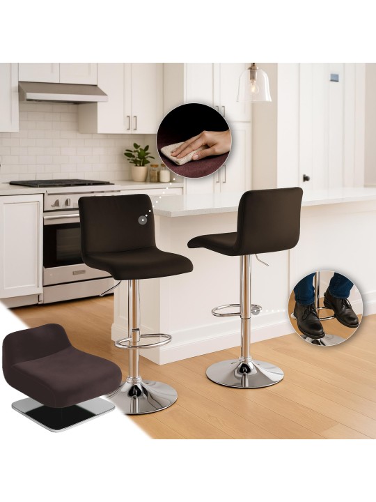 Banqueta alta Hoover veludo C, castanho