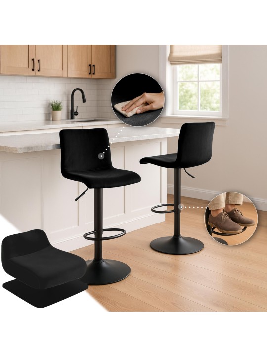 Banqueta alta Hoover veludo B, preto