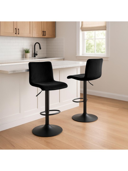 Banqueta alta Hoover veludo B, preto