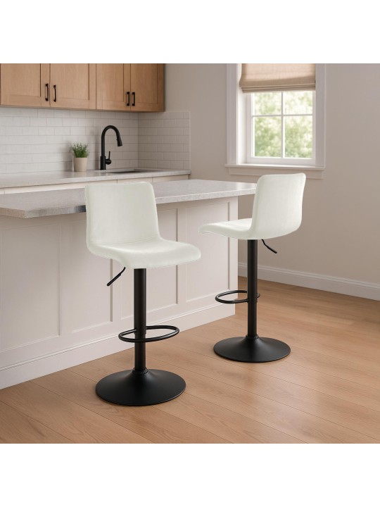 Banqueta alta Hoover veludo B, creme