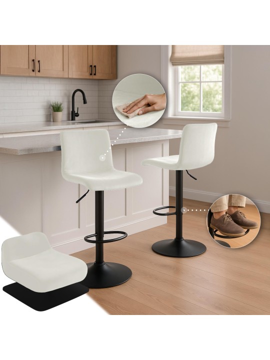 Banqueta alta Hoover veludo B, creme