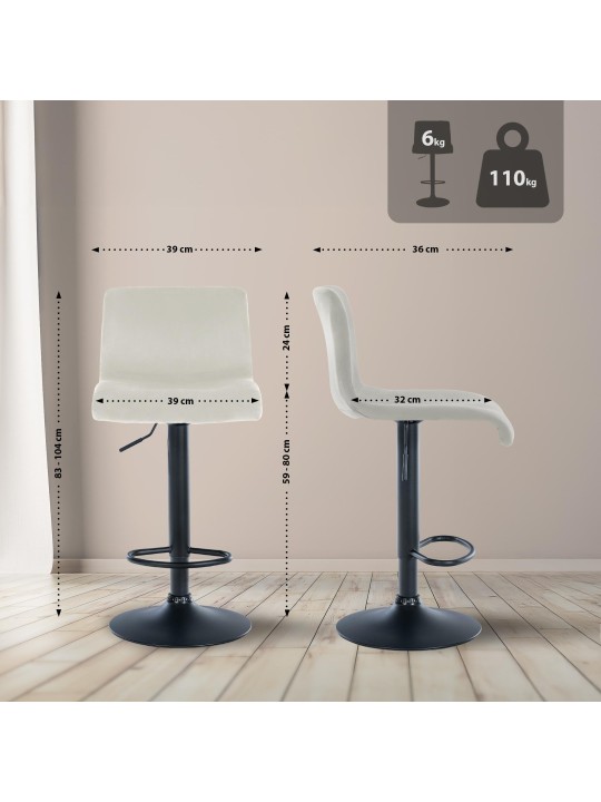 Banqueta alta Hoover veludo B, creme