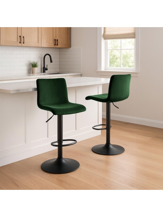 Banqueta alta Hoover veludo B, verde