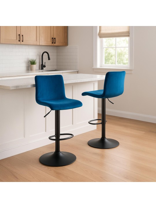 Banqueta alta Hoover veludo B, azul