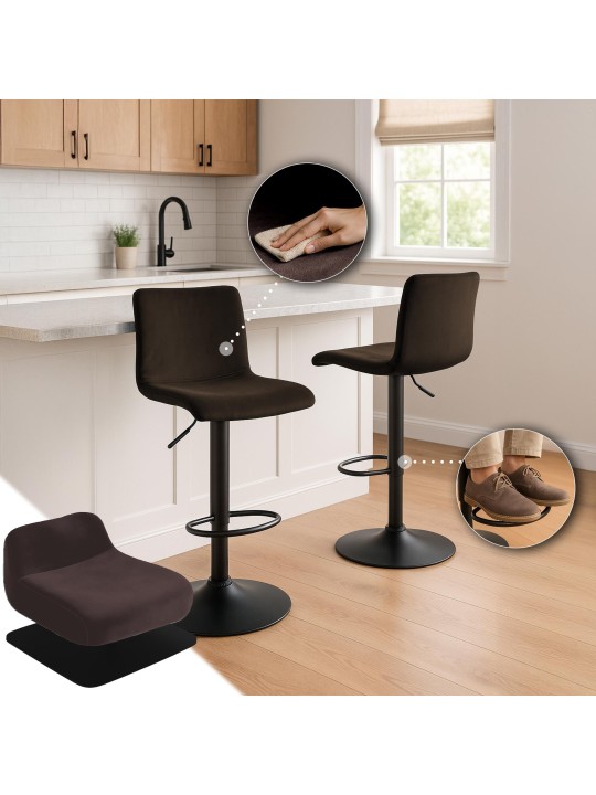 Banqueta alta Hoover veludo B, castanho