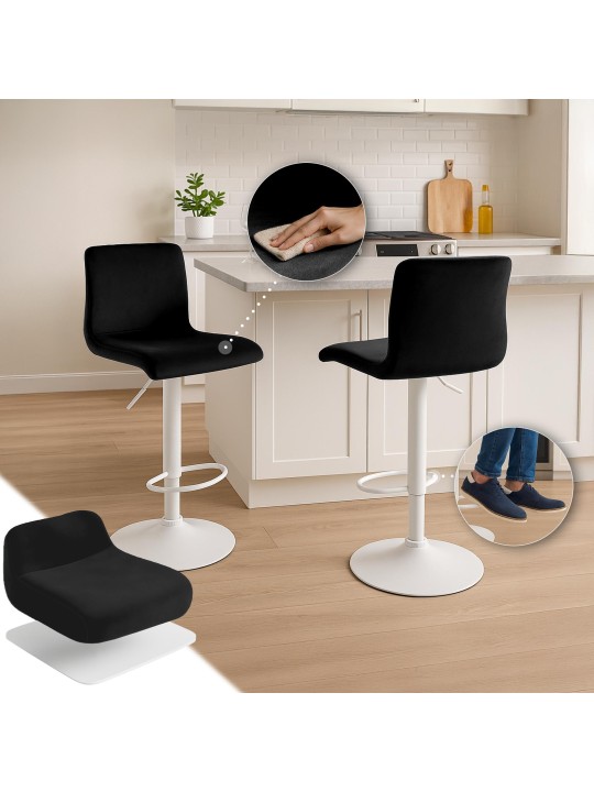 Banqueta alta Hoover veludo W, preto