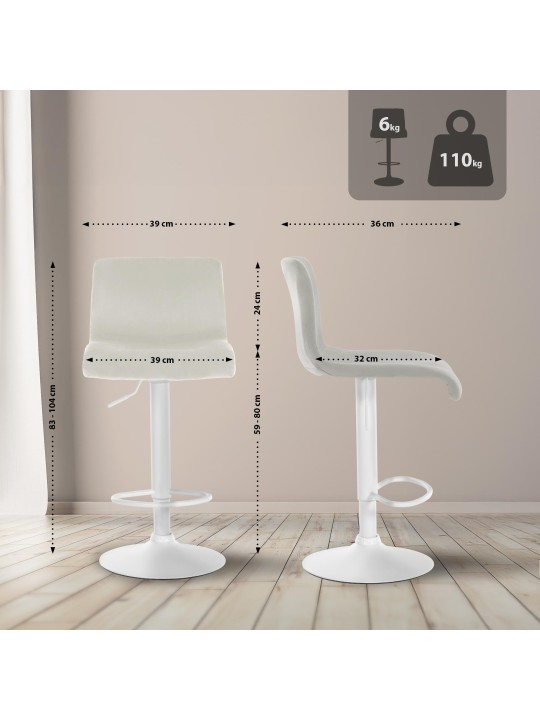 Banqueta alta Hoover veludo W, creme